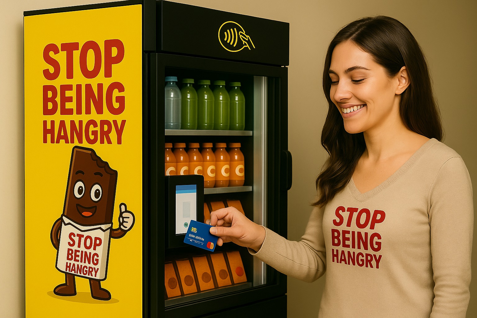 Woman using Stop Being Hangry Smart Micro Mart